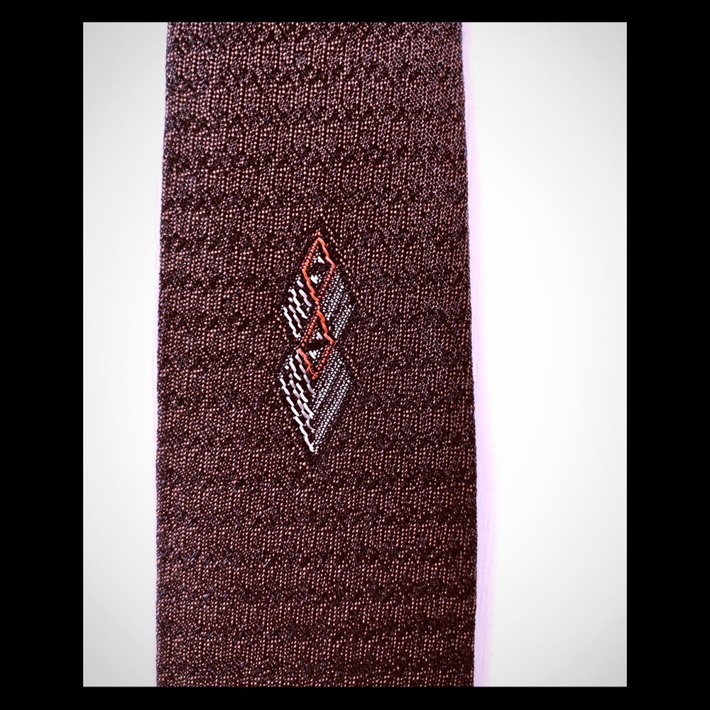 VTG Mad men 1960s s Necktie geometric design, chocolate brown thin necktie